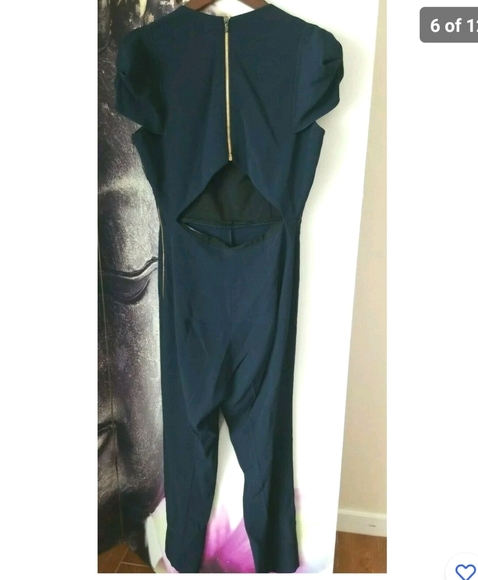 Roland Mouret Navy Galaxy Capsule Square Neck Jumpsuit Size US 10 UK 14 - Picture 7 of 12